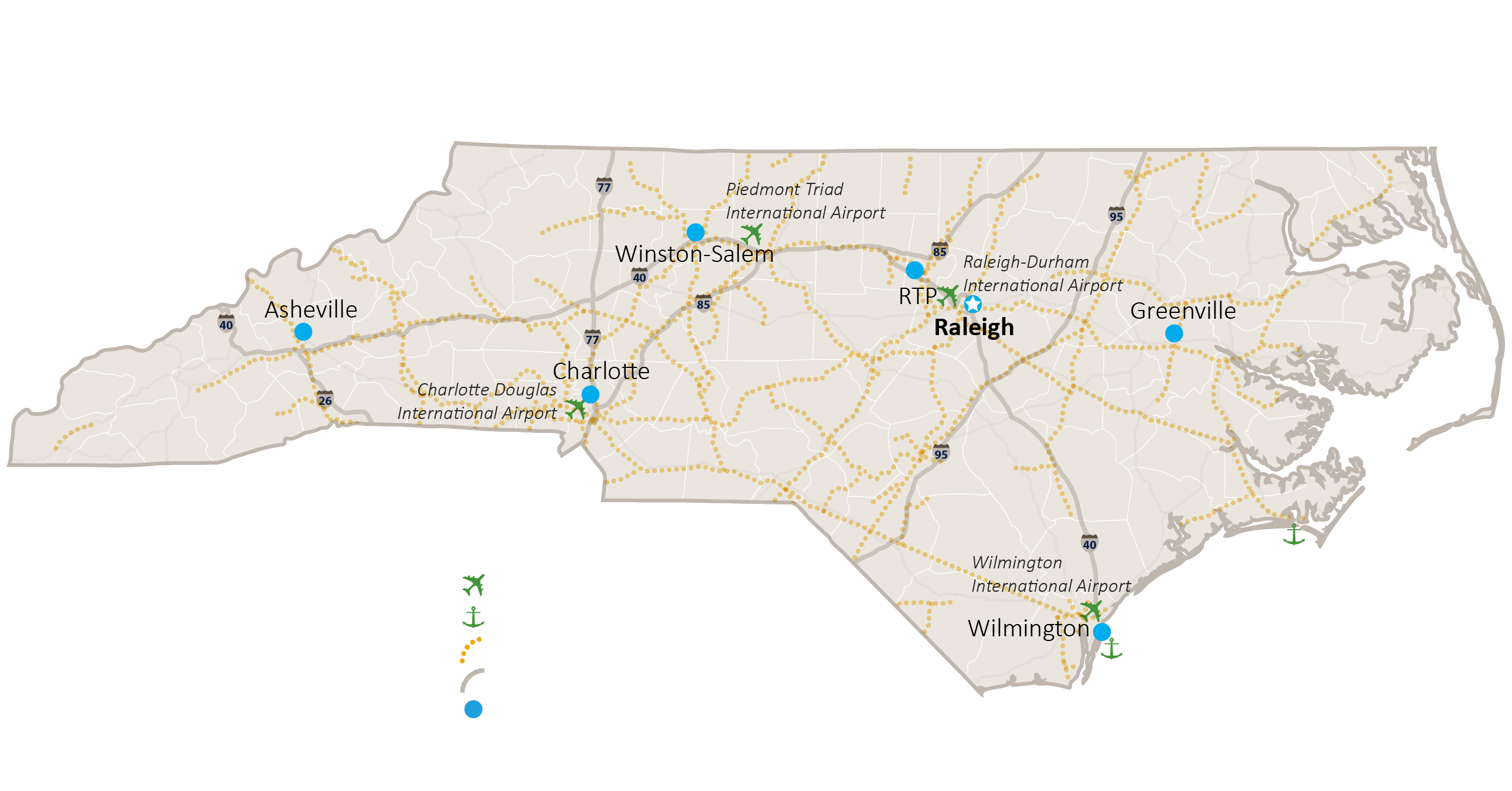 North Carolina infrastructure map