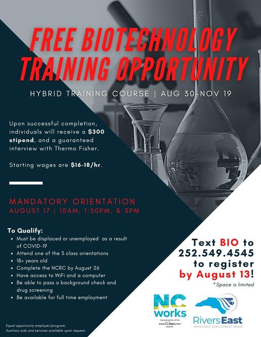 Free Biotechnology Training Opportunity | North Carolina Biotechnology  Center