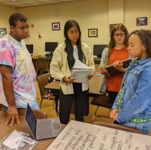 Students collaborate at District C session