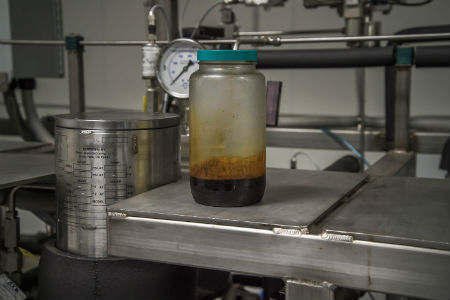 Jar of frozen CBD oil at Wilson extraction facility
